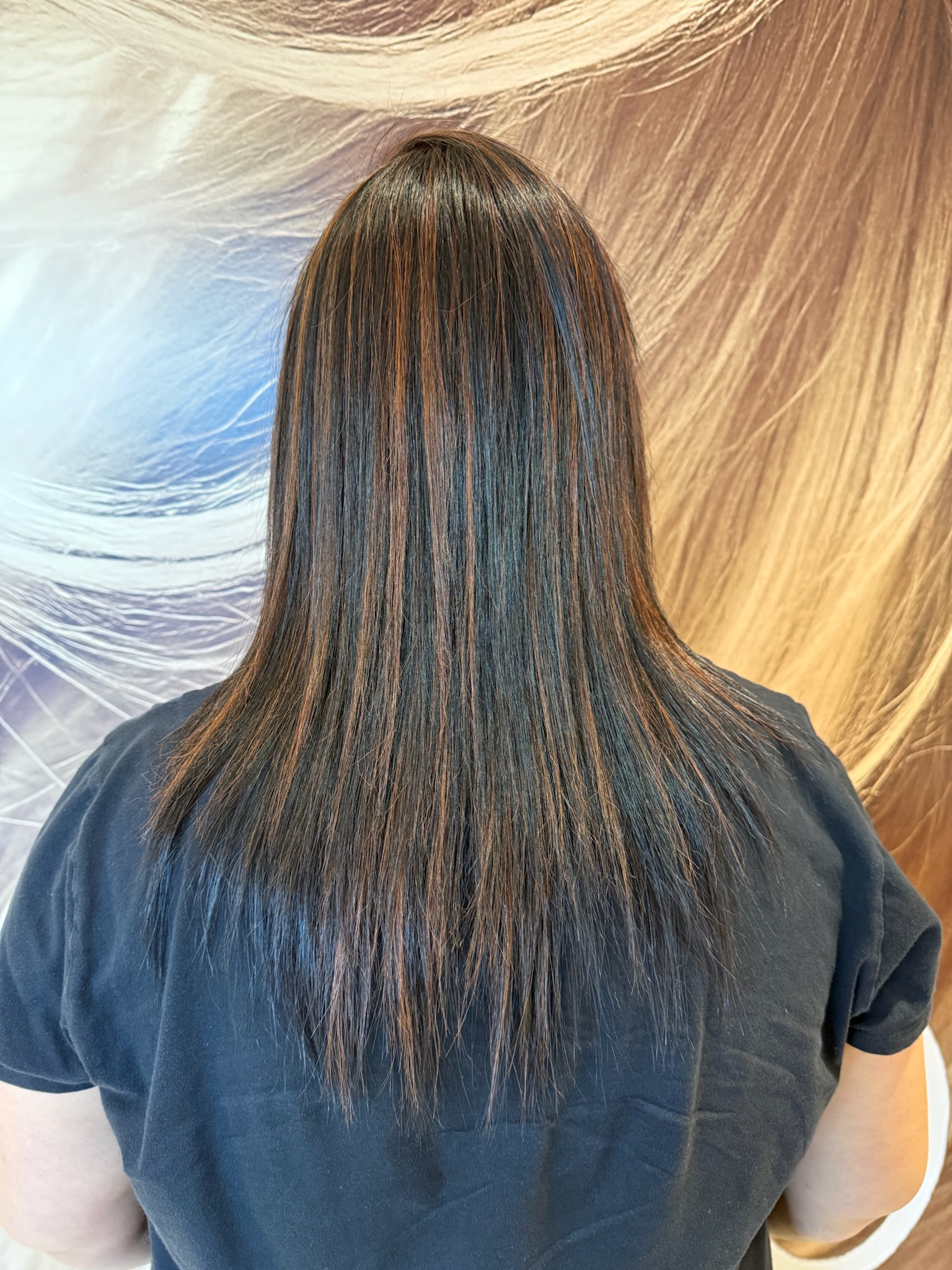Finished sleek, frizz-free hair